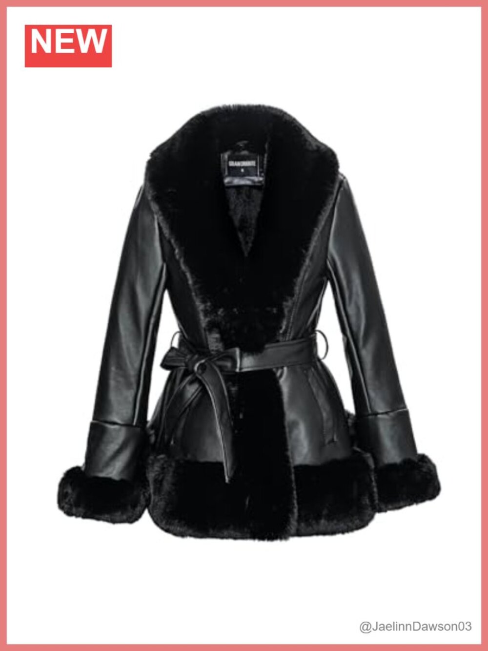 Faux Fur Leather Women's Winter Coat Mid Length Warm Outerwear